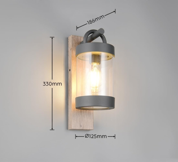 Außenwandleuchte SAMBESI Laterne im Landhausstil, Holzoptik, Höhe 33cm Bild 6