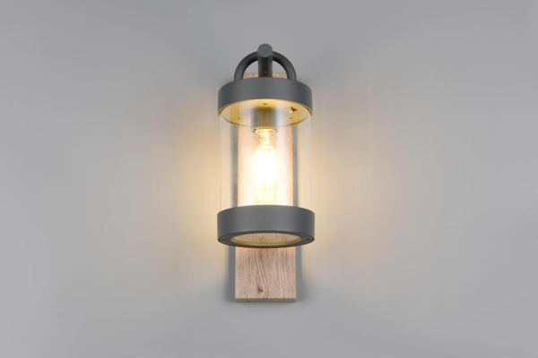 Außenwandleuchte SAMBESI Laterne im Landhausstil, Holzoptik, Höhe 33cm Bild 7