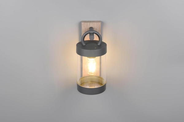 Außenwandleuchte SAMBESI Laterne im Landhausstil, Holzoptik, Höhe 33cm Bild 5