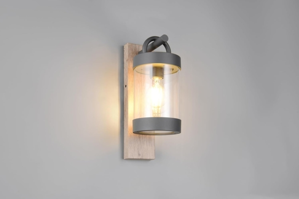 Außenwandleuchte SAMBESI Laterne im Landhausstil, Holzoptik, Höhe 33cm Bild 2