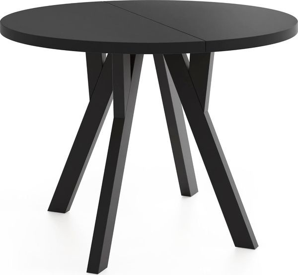WFL GROUP Esstisch Avero Black ausziehbar rund modern mit Holzbeinen (MADE IN EU, vier Größen – 80/90/100/100 cm, ausziehbar auf 160/190/140/200 cm), platzsparender Tisch für kleine Küche, Esszimmer oder Wohnzimmer