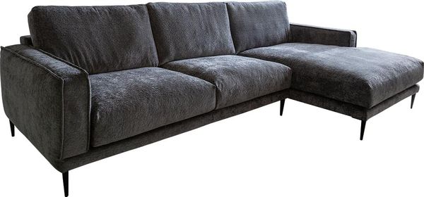 Ecksofa Sottil 290 x 165cm Chenille Grau Recamiere rechts