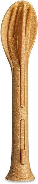 Koziol Besteck-Set 3-teilig Klikk Pocket, Reisebesteck, To-Go-Besteck, Kunststoff-Holz-Mix, Nature Wood, 8036702