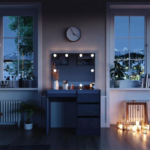 Schminktisch Sherry Anthrazit 90 cm mit Spiegel & LED-Beleuchtung Vicco