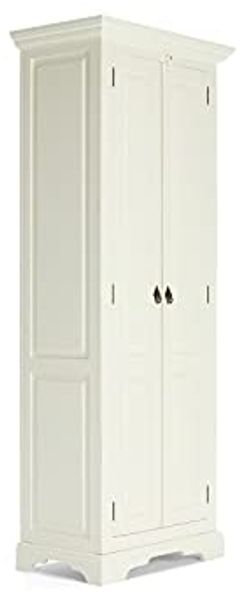Garderobenschrank Catana 75x190cm Massivholz cremeweiß 2 Türen mit Stange & Ablage für Flur & Schlafzimmer | massivum