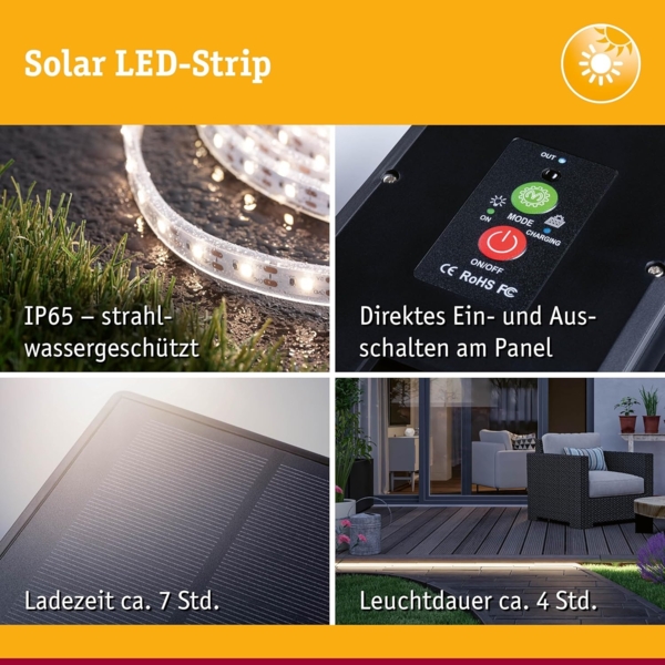 Paulmann 71195 LED Stripe Solar mit Fernbedienung 10m IP44 dimmbar Bild 4