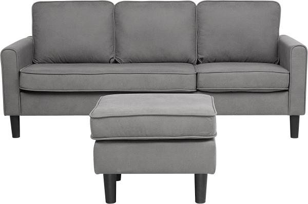 3-Sitzer Sofa Polsterbezug mit Ottomane hellgrau AVESTA