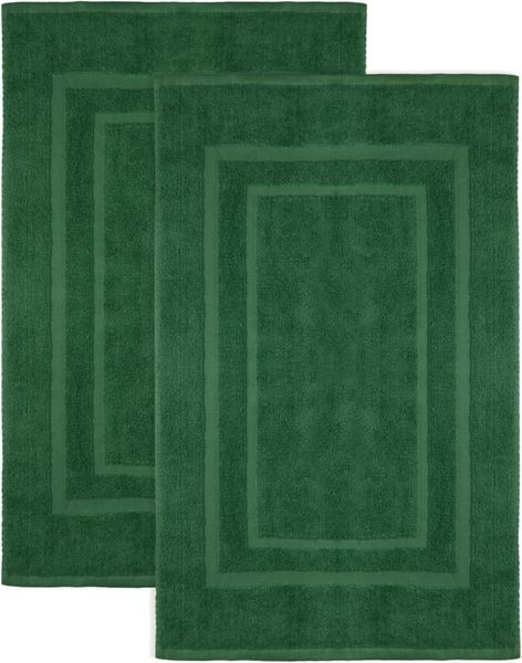 NatureMark 2er Pack Badvorleger Badematte | Premium Qualität | 100% Baumwolle | 50x80 cm | Duschvorleger Duschmatte Doppelpack | Farbe: Dunkel grün