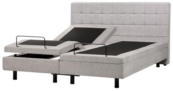 Bett verstellbar Stoff DUKE 180 x 200 cm Hellgrau