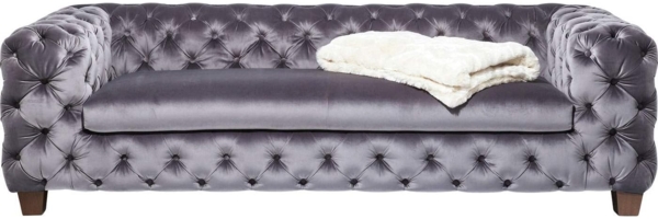 Kare Design Sofa Desire Silbergrau, 3-Sitzer, Breites Loungesofa aus weichem Samtstoff, Edle Couch mit Vintage Effekt, (H/B/T) 68 x 245 x 100 cm Bild 4