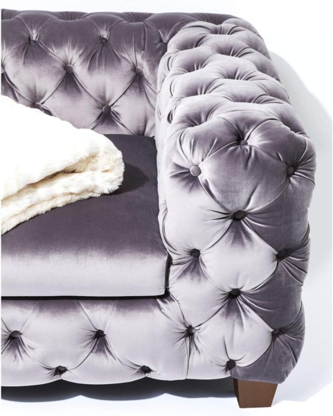 Kare Design Sofa Desire Silbergrau, 3-Sitzer, Breites Loungesofa aus weichem Samtstoff, Edle Couch mit Vintage Effekt, (H/B/T) 68 x 245 x 100 cm Bild 9