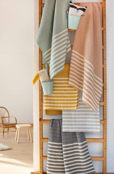 Kids Waffeldecke Streifen 90x70 cm grau