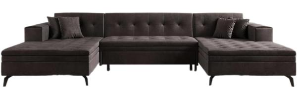 Designer Sofa Vivana mit Schlaffunktion Samt Dunkelbraun