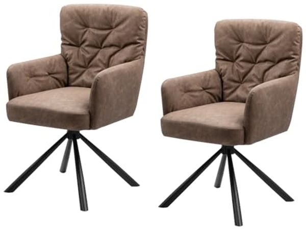 2 x Stuhl Milos braun Lederoptik drehbar