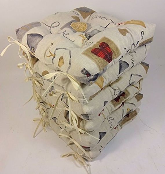 Rattani Sitzkissen Set 6 x Stuhlkissen/Sitzkissen Klara 42 x 42 cm Love