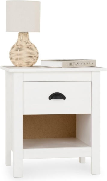 IDIMEX Nachtkommode TILLY, Nachtschrank mit Ablage und Schublade mit Muschelgriff weiß