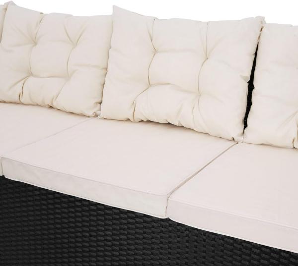 Casaria Gartenlounge-Set Lissabon, Polyrattan WPC Esstisch Eckbank 15cm Kissen 7cm Auflagen Wetterfest Bild 4