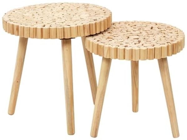 HOME DECO FACTORY GIGOGNE Ausziehtisch, rund, 2 Stück, Holzwerkstoff, braun, 40 x 40 x 40