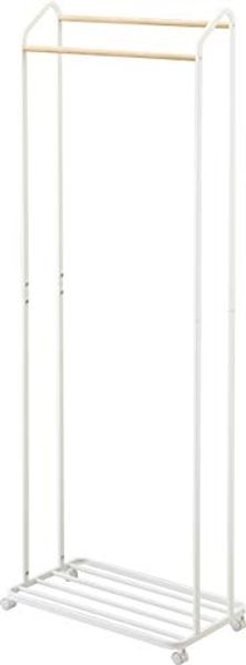 Yamazaki Garderobenständer "Tower", Kleiderständer auf Rollen, Garderobe, fahrbar, mit Ablage, 172cm hoch