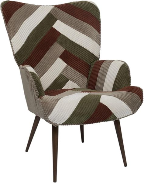 HOME DECO FACTORY, HD0549, Patchwork-Wohnzimmersessel im farbenfrohen und modernen Design, ergonomischer Sitz, ideal für Wohnzimmer oder Büro, pflegeleicht, Maße 69 x 101 x 76 cm, Beige, Grau, Rot, Grün
