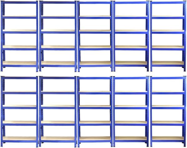 10 x Monster Racking T-Rax 75cm Lagerregal Blau mit Gummihammer