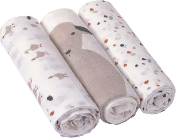 LÄSSIG Mull Babydecke Krabbeldecke Kuscheldecke GOTS zertifiziert/Muslin Blanket 75x100 cm Speckles olive