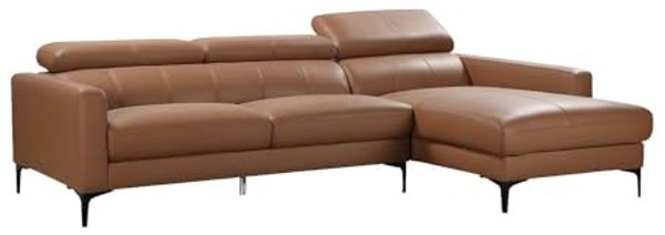 Vente-unique - Ecksofa - Ecke Rechts - Büffelleder - Camel - FLORENCE