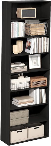 Furinno Basic 8-stöckiges Offenes Regal-Bücherregal, Bücherregal, Aufbewahrungsorganizer, 23 x 60 x 180 cm, Espresso