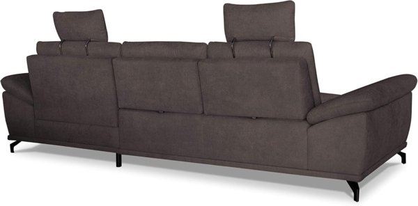 Cavadore Ecksofa Castiel mit Federkern / Großes Sofa in L-Form mit Sitztiefenverstellung, Kopfstützen und XL-Longchair / 312 x 114 x 173 / Webstoff, Dunkelbraun Bild 5