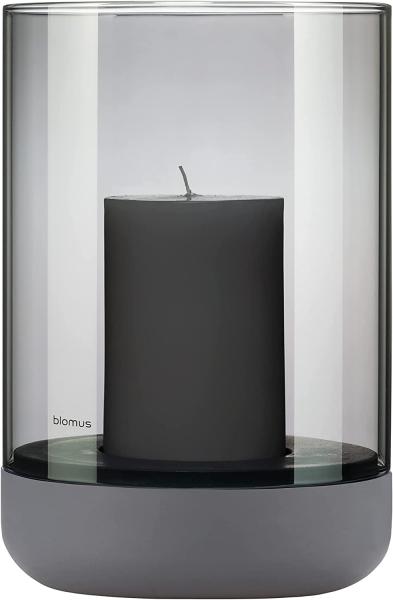 Blomus Calma Windlicht L, Kerzenhalter, Dekolichthalter, Beton / Glas, Steel Gray Smoke, H 22. 5 cm, 66231