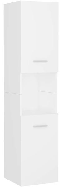 vidaXL Badezimmerschrank mit 2 Türen 5 Fächern Hochschrank Badschrank Badmöbel Schrank Badezimmermöbel Weiß 30 x 30 x 130 cm Spanplatte