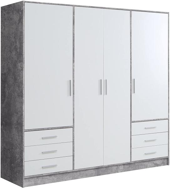 Forte 'Jupiter' Kleiderschrank, betonoptik, 4-türig, 207x200 cm
