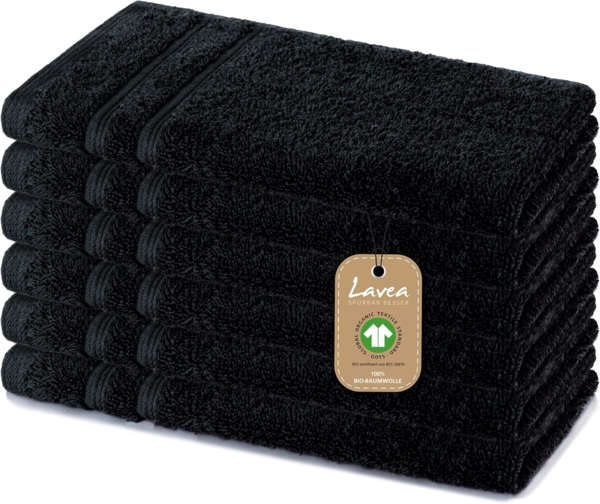 Lavea Gästehandtuch Bali, 30x50cm aus 100% Bio-Baumwolle, einzigartig weiche Gästetücher mit Aufhänger (Set, 6-St), hochwertiges und nachhaltiges Premium Gästetuch – saugstarke Faser