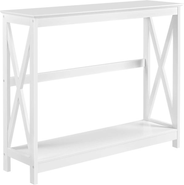 Yaheetech Konsolentisch, Flurtisch mit Ablage, Beistelltisch, Sideboard, Wohnzimmer, Flur, 101,5 x 30 x 81 cm, schmal, Holz, im Nordischen-Design, Weiß