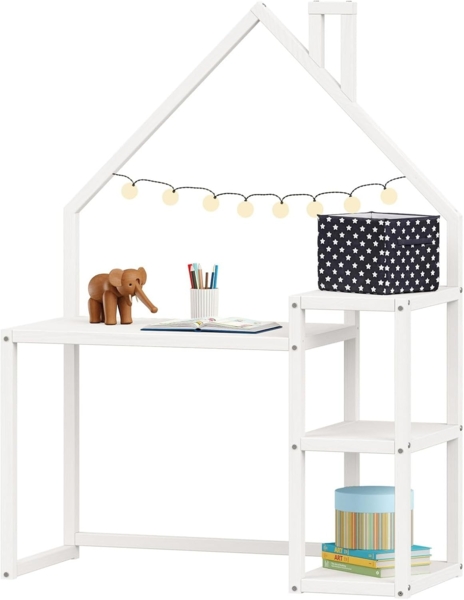 IDIMEX Kinderschreibtisch NIVIA, Kinderzimmer Schreibtisch mit Regal Hausdesign, Lerntisch weiß
