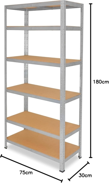 shelfplaza HOME 180x75x30 cm Schwerlastregal in grau-verzinkt mit 6 Böden und 145 kg Traglast pro Boden Bild 2