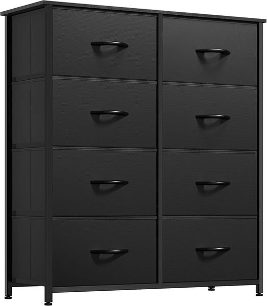 YITAHOME Kommode, Schrank, Aufbewahrungsschrank, 8 Schubladen aus Stoff mit Griffen, Aufbewahrungskommode, Schwarz