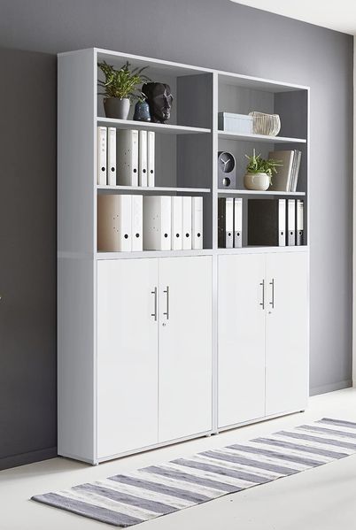 moebel-dich-auf Aktenschrank TABOR 11 (Aktenregale/Aktenschränke ideal für DIN A4 Ordner inkl. 2 Einlegeböden, Büroschrank abschließbar mit Griffen aus Edelstahl) Made in Germany