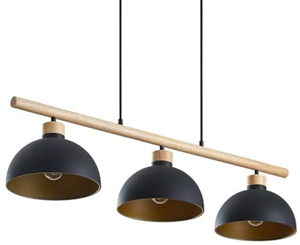 Lindby Hängeleuchte Tirzana, Metall, Schwarz IP20, 3 x 60 W