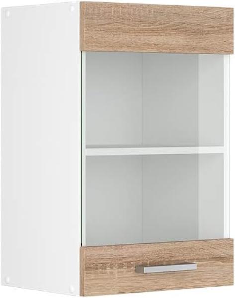 Vicco Küchenschrank R-Line Hängeschrank Unterschrank Küchenzeile Küchenunterschrank Arbeitsplatte, Möbel verfügbar in anthrazit und weiß (Sonoma ohne Arbeitsplatte, Hängeglasschrank 40 cm)