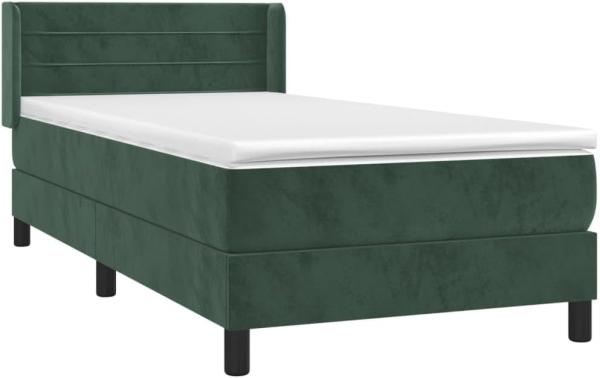 vidaXL Boxspringbett mit Matratze Dunkelgrün 90x190 cm Samt 3130994