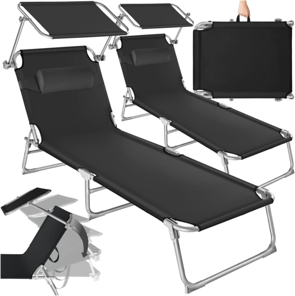 tectake Gartenliege 2er Set Gartenliege, Kombiset, 2 St, 2er, klappbar
