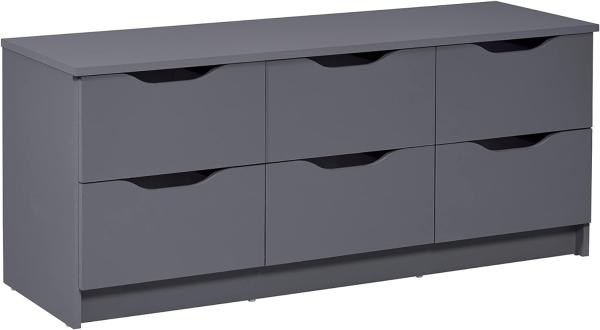 Kommode mit Schubladen | Sideboard | Schubladenschrank | Für Schlafzimmer, Wohnzimmer, Badezimmer | Grau | Bietet viel Stauraum | Holzwerkstoff | Robust | Pflegeleicht | Silenzia 6-B