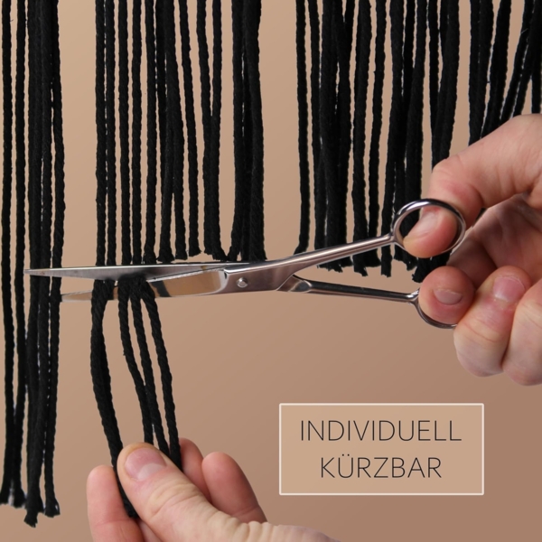 Cozyor Türvorhang Makramee 132 x 200 cm Boho Vorhang Fenstervorhang Raumteiler (1 St), Schlaufen, Baumwolle, mit Klemmstange ohne Bohren schwarz, Wandteppich Raumtrenner Bild 5