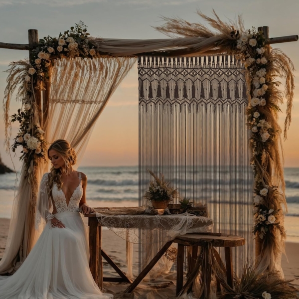 Cozyor Türvorhang Makramee 132 x 200 cm Boho Vorhang Fenstervorhang Raumteiler (1 St), Schlaufen, Baumwolle, mit Klemmstange ohne Bohren schwarz, Wandteppich Raumtrenner Bild 8