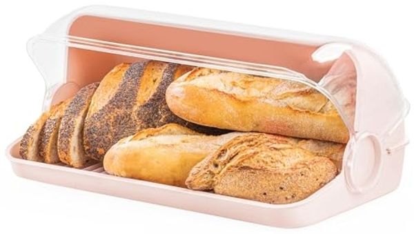 KONZEPT Brotkasten Brotbox Küche, Transparent, aus Kunststoff, (Brot Aufbewahrungsbox für Brötchen, Kuchen und Brot, Brotdose mit hoher Kapazität), Mit transparentem Deckel