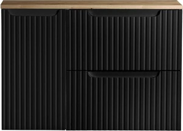 Waschtisch Skelbolu 80x60x40 cm Schwarz/Eichenoptik [en. casa]