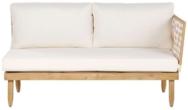 Beliani 'CREMONA' Ecksofa rechts, Akazienholz cremeweiß Bild 7