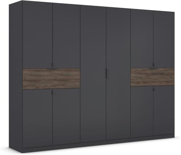 rauch Kleiderschrank, Drehtürenschrank TICAO, 10-türig, 2 Schubkästen, inkl. Türdämpferset, Grau metallic/Atlantik Oak dunkel, 271x210x54cm