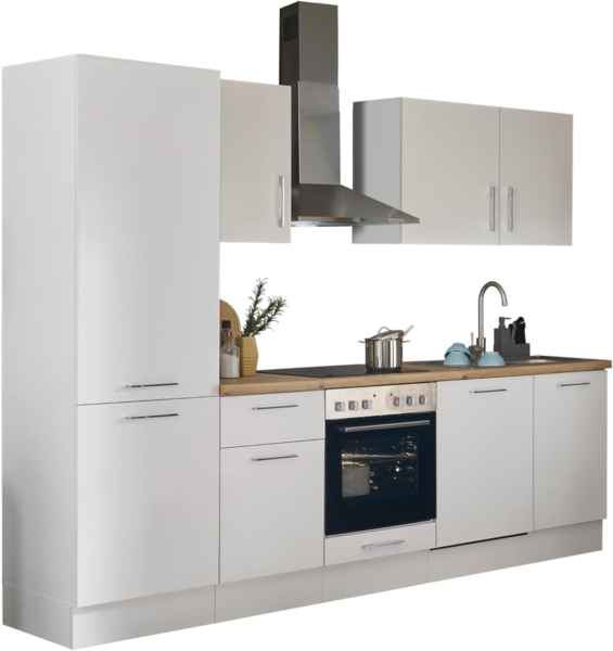 Turin Z Küchenzeile 280 x 211 x 60 cm, weiß - Ohne Küchengeräte - Moderne, geräumige Küche in Artisan-Eiche Optik mit viel Stauraum